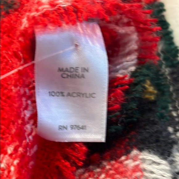 J.Jill Tartan Plaid Scarf Red/Green//Navy/Green/White - Picture 4 of 5